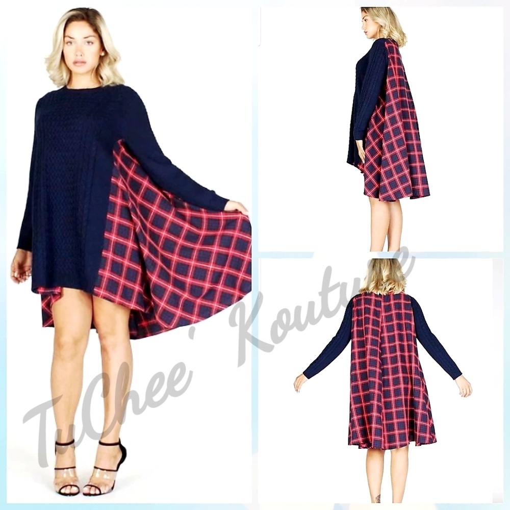 Plaid sweater dress